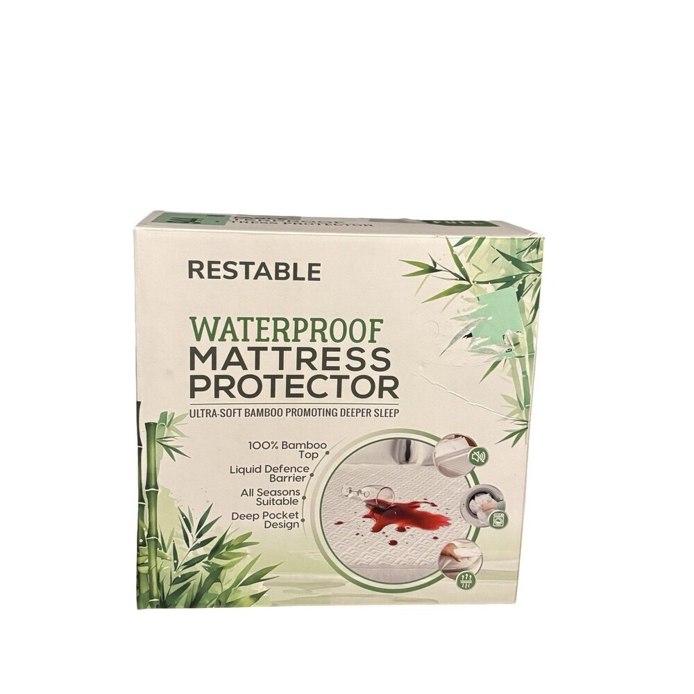 RESTABLE Waterproof Bamboo Mattress Protector Full Size NEW!